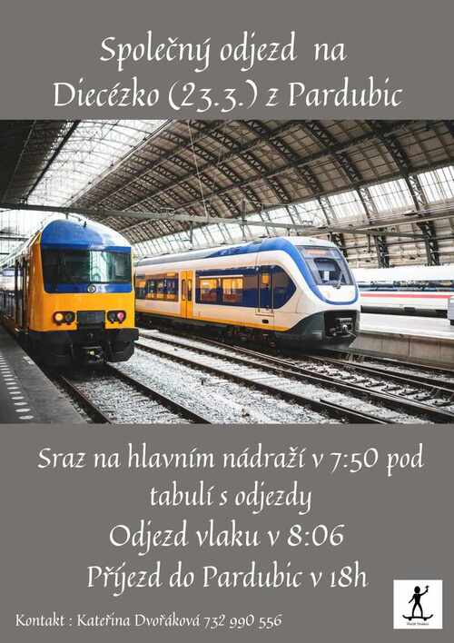 Plakátek s informacemi o společné dopravě.